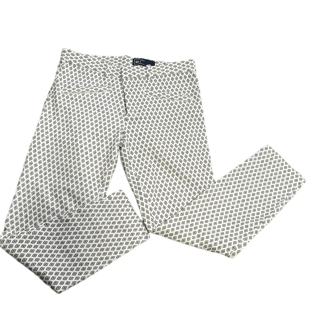Gap Womens Pants 6R Black White Skinny Crop Geometric Casual Career Stretch